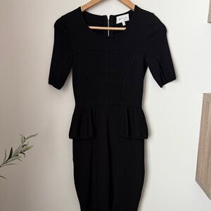 Milly Black Midi Peplum Dress